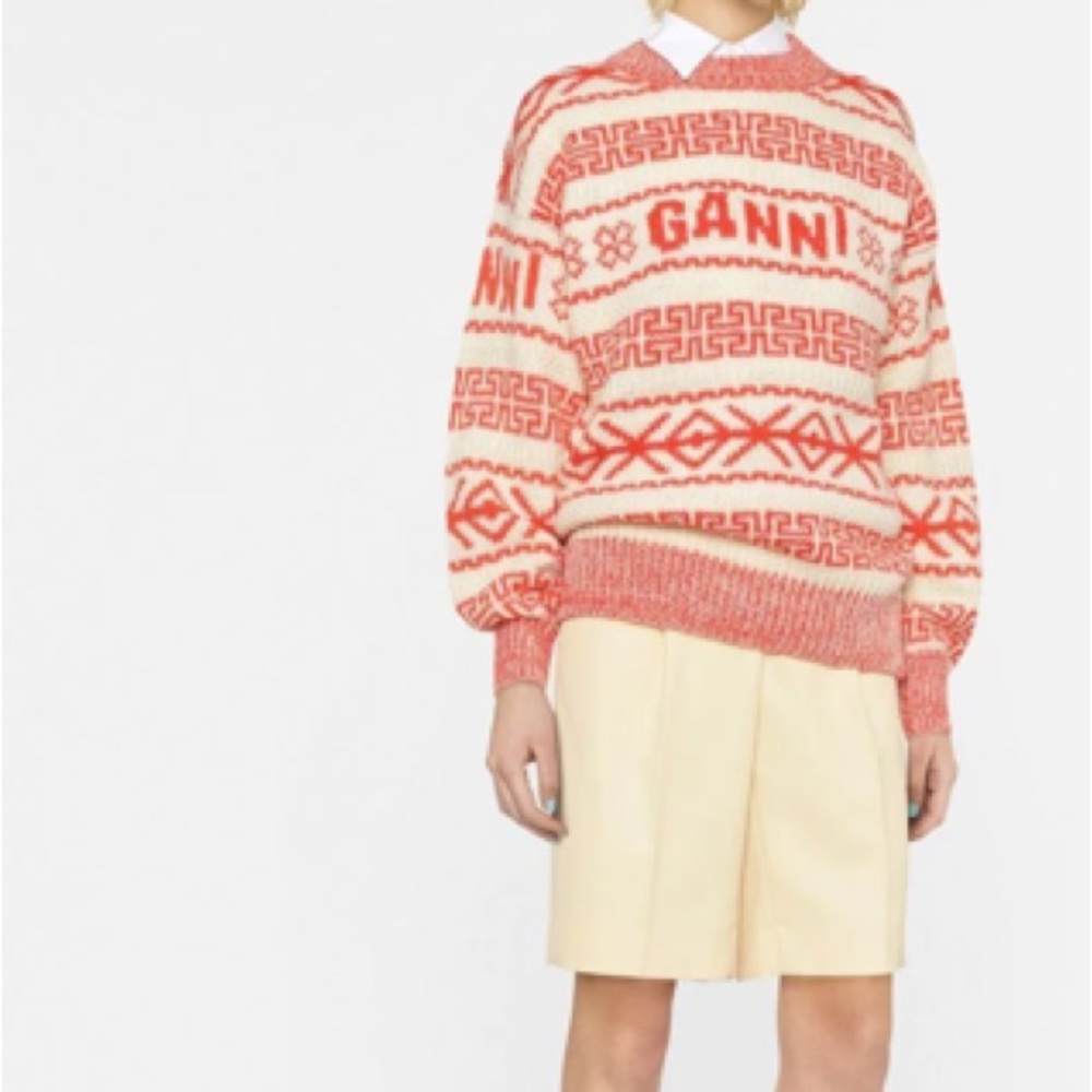 Ganni Jacquard-knit Wool Oversized Sweater